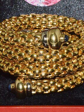 Italian FOPE Flex’it Blue Sapphire Woven Triple Wrap Bangle Bracelet in 18K Gold